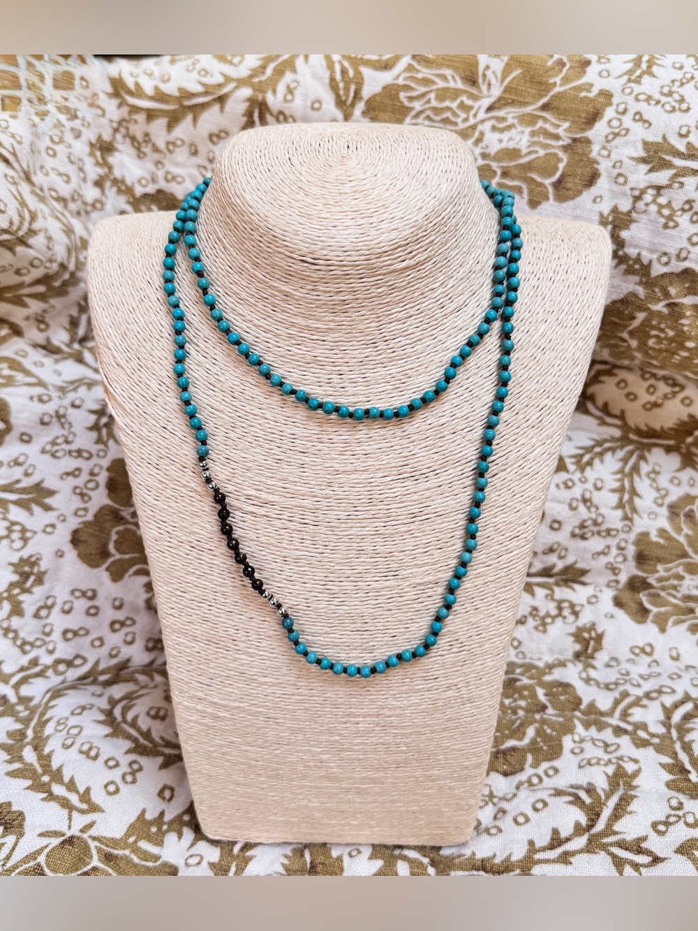 SILPADA Necklace Sterling Silver Blue Howlite Bronzite 36” Beaded N2396 EXC COND - Picture 4 of 6
